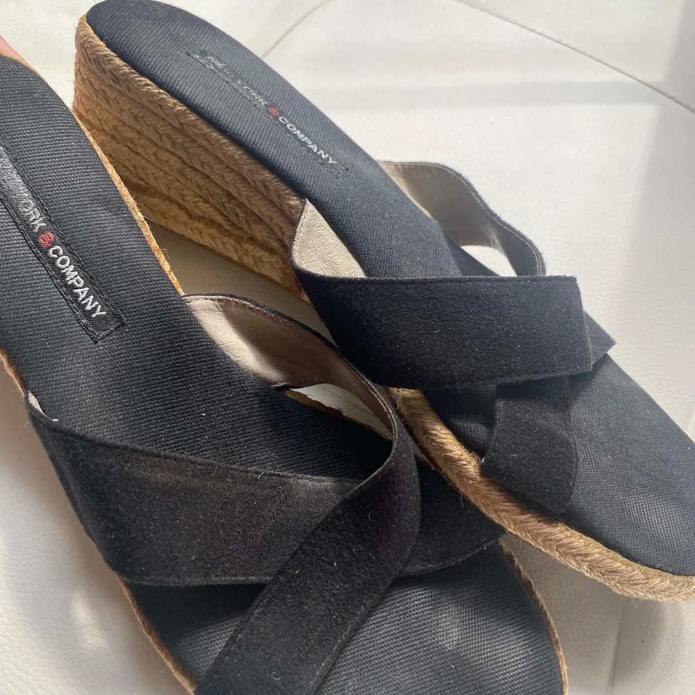Vintage Black Espadrille Wedge Sandals